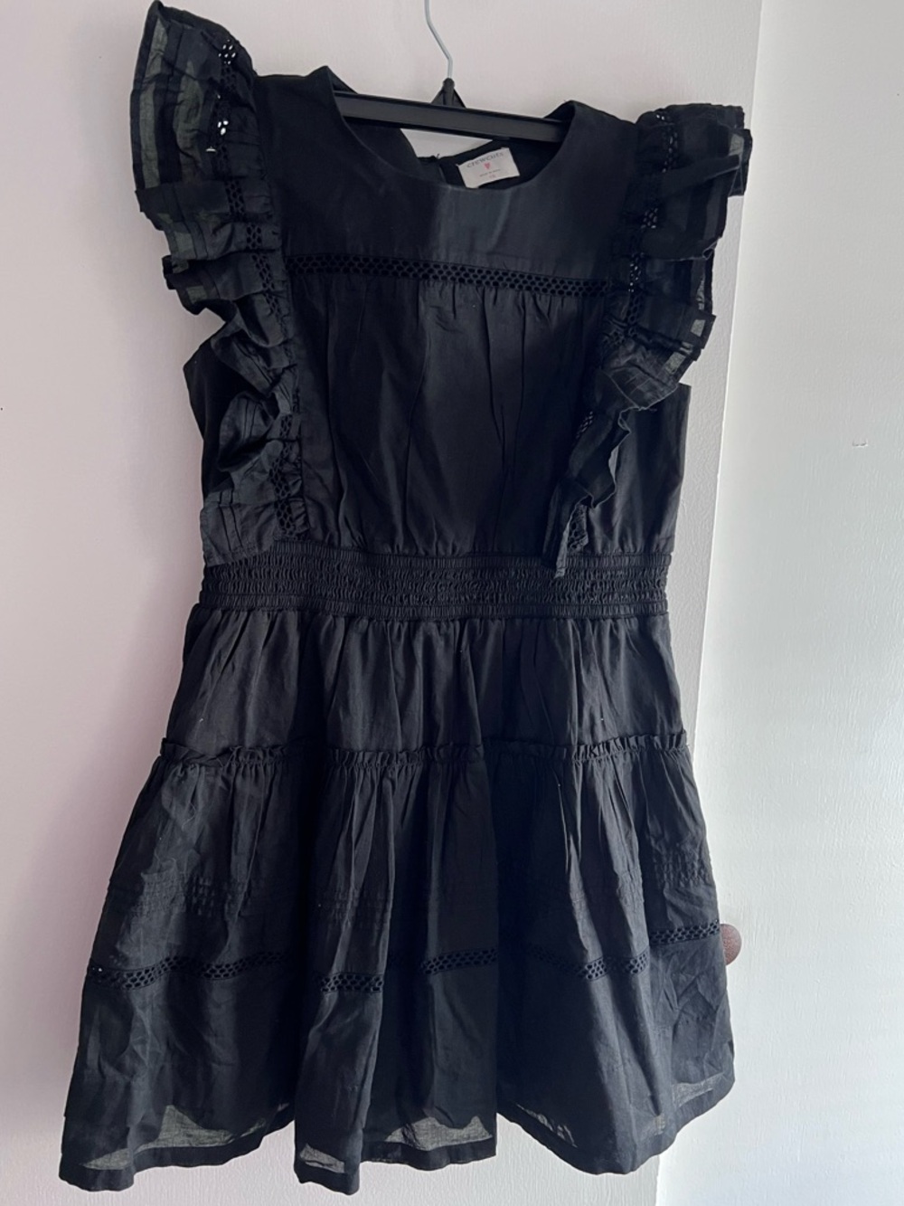 Crewcuts Black Ruffle Tiered Dress with Smocked Waist